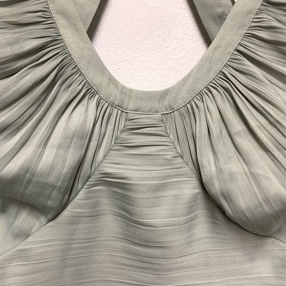 Anthropologie Open Back Corset Style Blouson Sleeve Blouse XXS Silky Ruched Mint - Picture 8 of 12